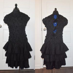 Gothic Rose Ruffle Lace Dress Black